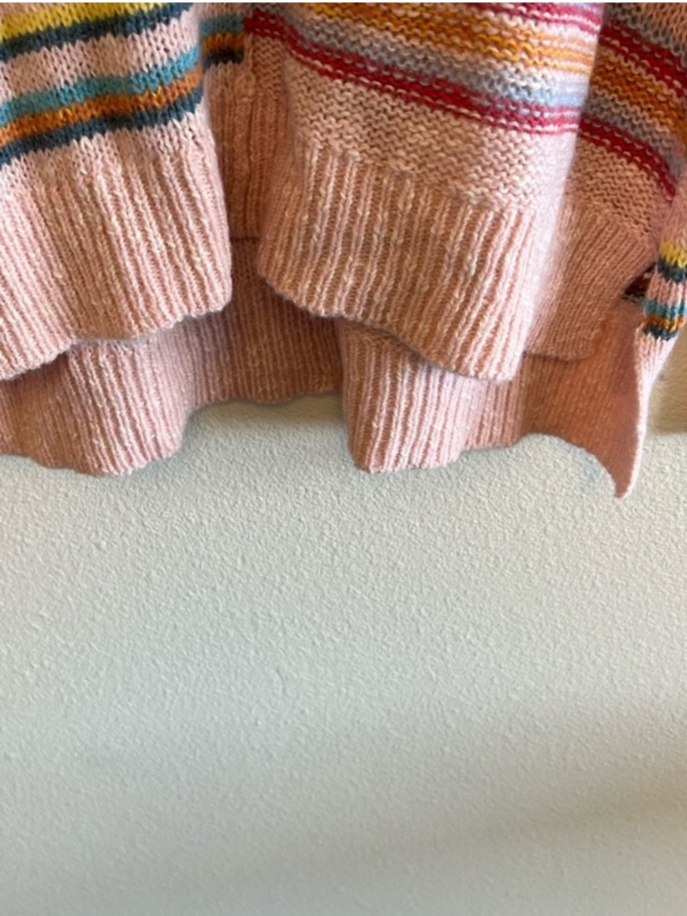 SUNDANCE Symphony Striped V-Neck Multicolor Lightweight Oversized Sweater Boho L - Picture 10 of 13